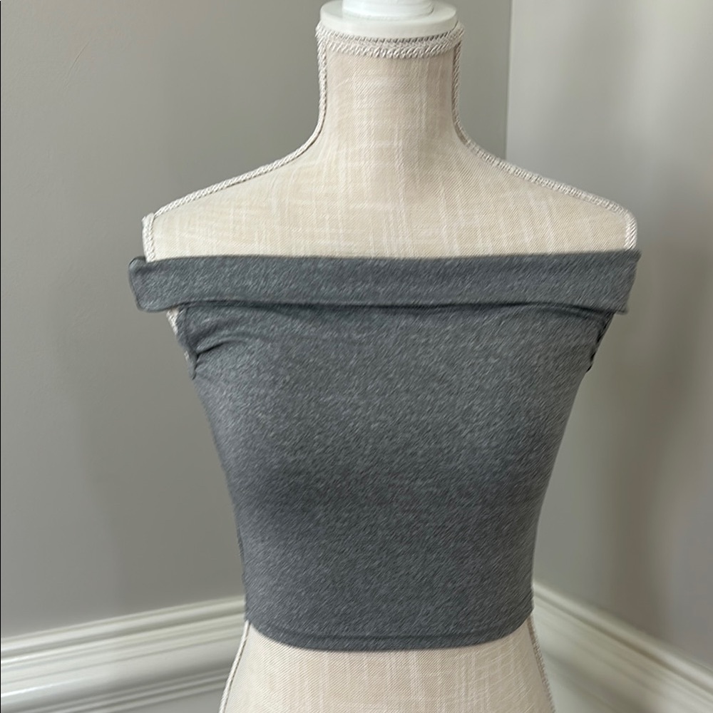 SHEIN Gray Sleeveless Fitted Crop Top